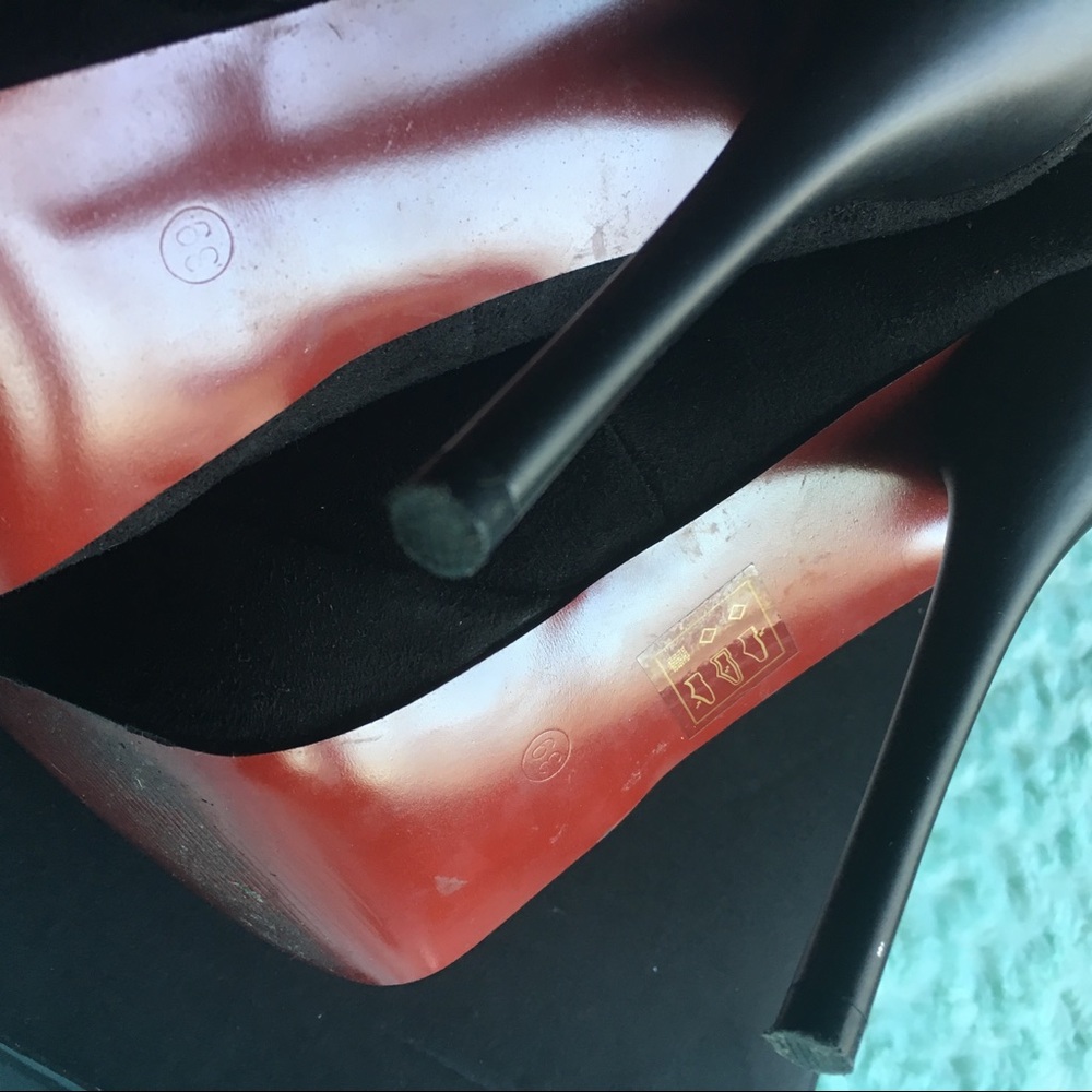 Black sued black heels  my feet size 7.5-8